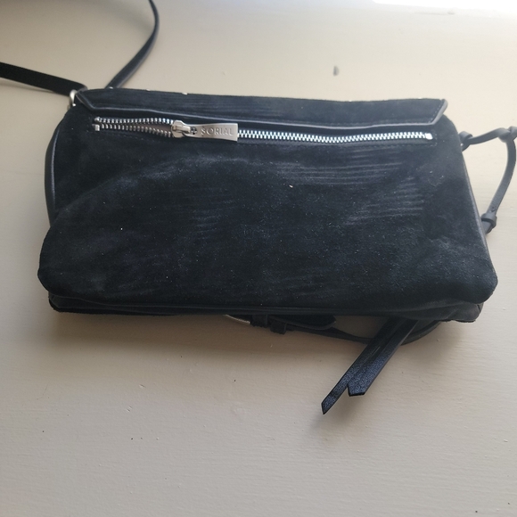 Sorial, Black Suede Crossbody Bag with silver studs - Picture 2 of 4